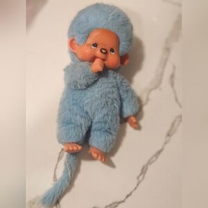 blue Monchhichi (or Kiki) monkey doll, a popular collectible